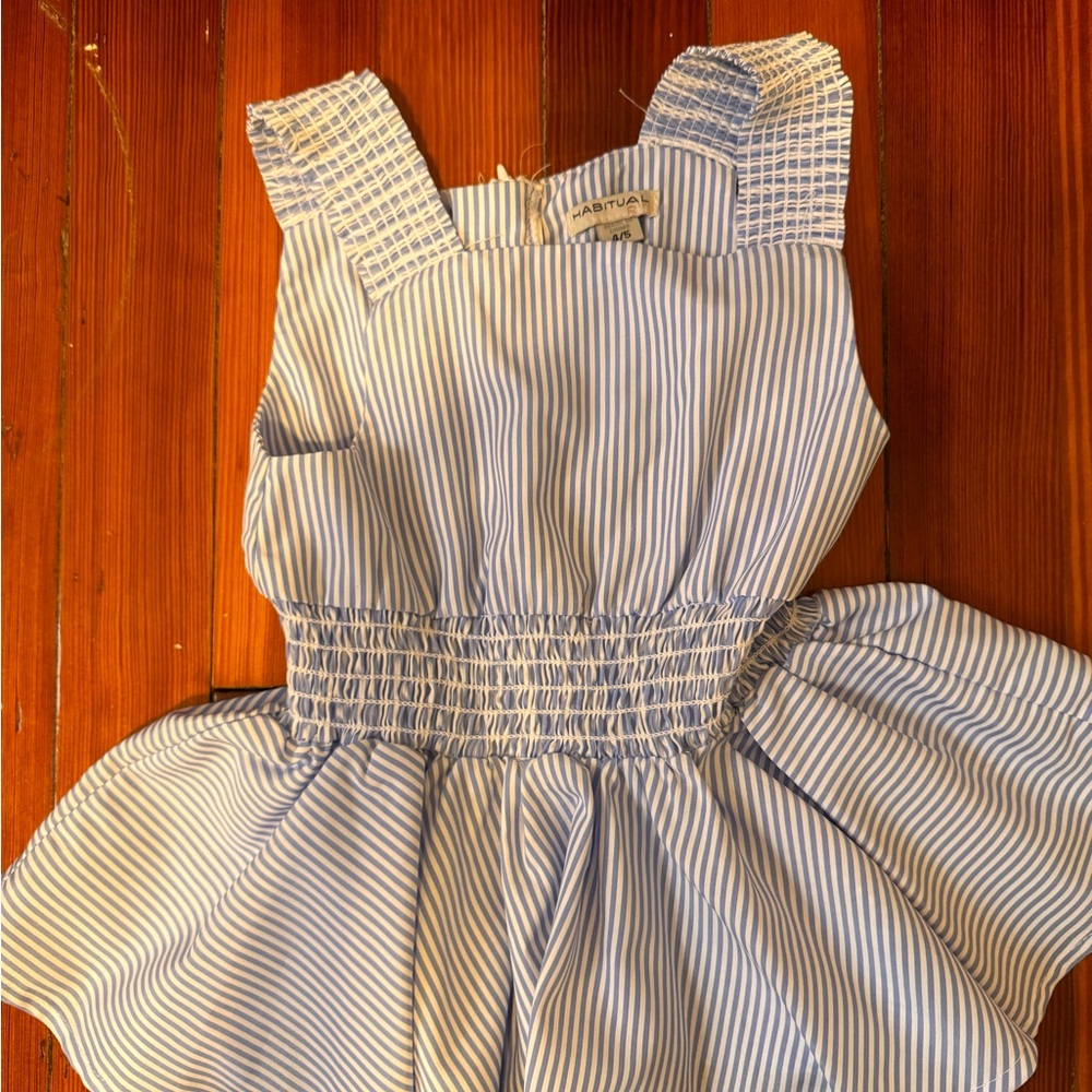 habitual girls blue and White Striped peplum tank top